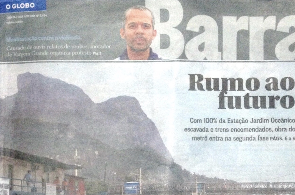 Rodrigo Pereira na capa do caderno Barra do jornal O Globo, em 2014