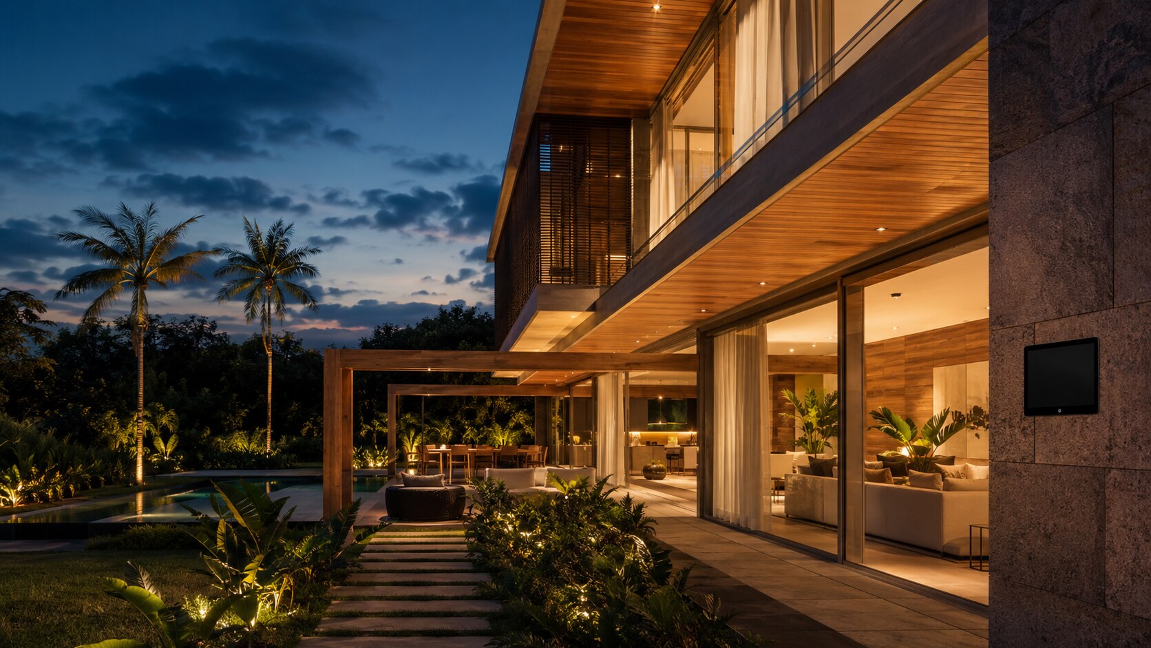 Projeto conceitual de residência contemporânea com automação e iluminação integradas